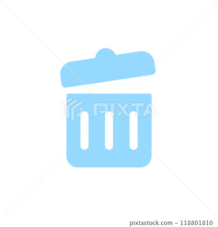 帶有開蓋的淺藍色垃圾桶圖示 — 顯示大量垃圾和不必要資料的圖像材料 118801810