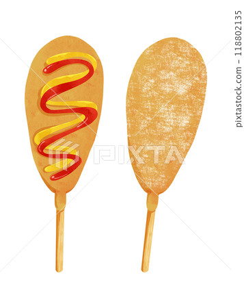 美國狗 2 種類型設定垂直水彩風格手繪插圖 118802135