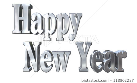 3DCG characters "Happy New Year" silver, silver 118802257