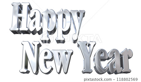 3DCG characters "Happy New Year" silver, silver 118802569