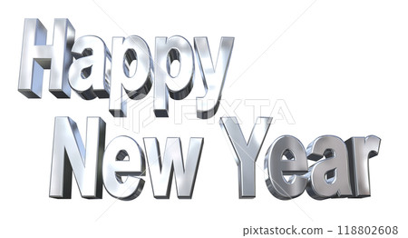 3DCG characters "Happy New Year" silver, silver 118802608