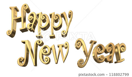 3DCG letters "Happy New Year" in gold 118802799