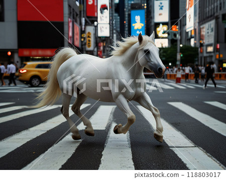 A thoroughbred roaming the big city A thoroughbred roaming the big city 118803017