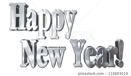 3DCG characters "Happy New Year" silver, silver 118803019