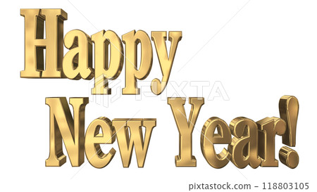 3DCG letters "Happy New Year" in gold 118803105
