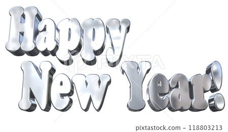 3DCG characters "Happy New Year" silver, silver 3DCG characters "Happy New Year" silver, silver 118803213