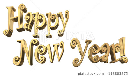 3DCG人物「新年快樂/新年快樂」金、金 118803275