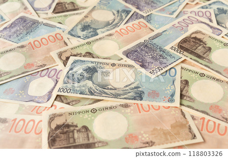 Back of banknotes, background material, banknotes, cash, new banknotes 118803326
