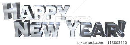 3DCG characters "Happy New Year" silver, silver 118803330