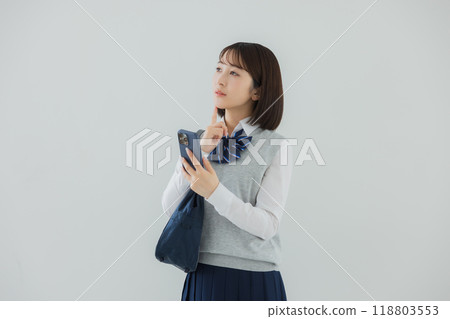 智能手機的高中女孩 智能手機的高中女孩 118803553