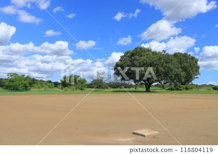 Baseball field and summer sky 118804119