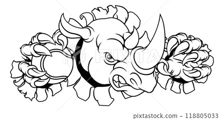 Rhino Rhinoceros Tennis Mascot 118805033