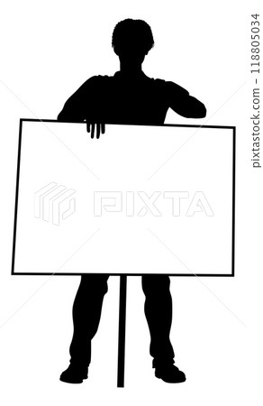 Protest Rally March Picket Sign Silhouette Person 118805034