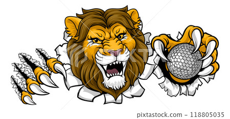 Lion Golf Animal Sports Team Mascot 118805035