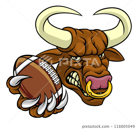 Bull Minotaur Longhorn Cow Football Mascot Cartoon 118805049