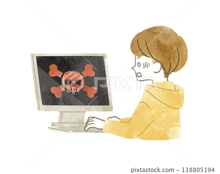 A man suffering from serious computer problems - watercolor A man suffering from serious computer problems - watercolor 118805194