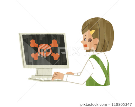 一名穿著圍裙的女士遭遇惡意電腦故障 - Gash 118805347