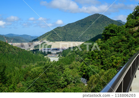 September 2024 View of the Naruse Dam construction site from Akataki Bridge, Akita Prefecture 118806203