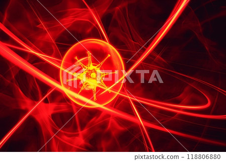 Atomic Structure Concept with Glowing Red Lines. High quality photo 118806880