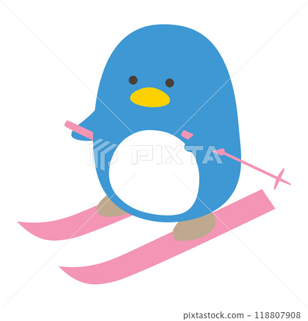 Vector illustration of a penguin skiing. Winter, winter sports, birds Vector illustration of a penguin skiing. Winter, winter sports, birds 118807908