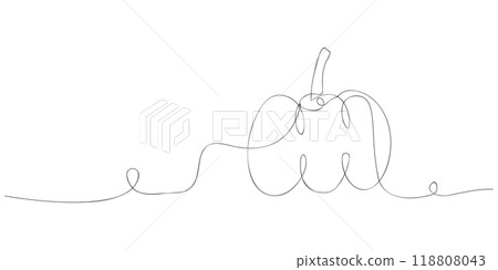 Pumpkin cartoon continuous line drawing art for halloween, autumn, festival and illustration. Editable Stroke 118808043