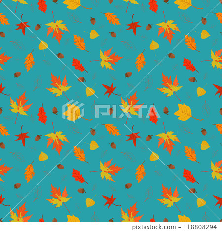 Autumn leaves, autumn ornament, leaves, seamless pattern 118808294