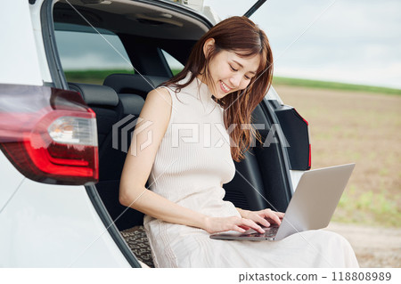 Worcation woman 118808989