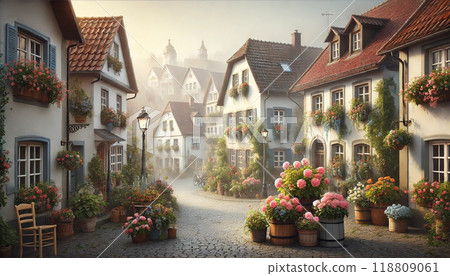 斯堪的納維亞半島美麗的霧景觀。 118809061