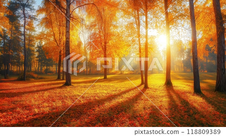 Sunny autumn day in the forest Sunny autumn day in the forest 118809389
