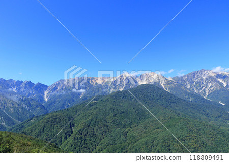 The Northern Alps as seen from Hakuba Mountain Harbor 118809491