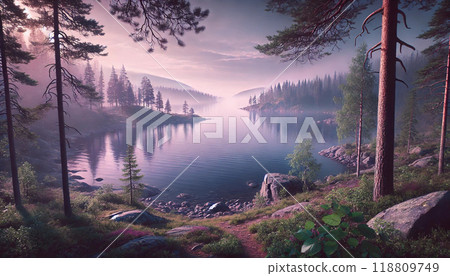 Breathing and breathing in the mysterious forest. 118809749