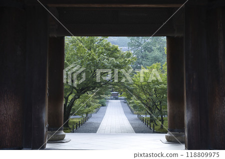 從南禪寺三門看到的神社參道和藍色楓葉1 118809975