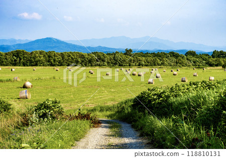 Grass roll and mountains Grass roll and mountains 118810131
