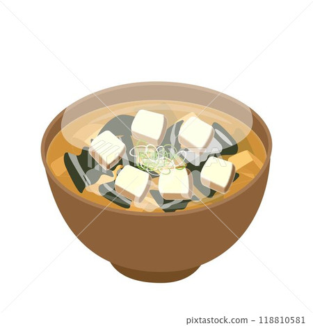 Miso soup steam brown bowl Miso soup steam brown bowl 118810581