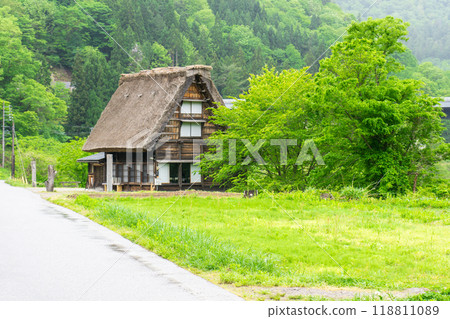 Gifu Prefecture, Ono District, Shirakawa Village, Hagimachi, Shirakawa-go gabled houses, village Gifu Prefecture, Ono District, Shirakawa Village, Hagimachi, Shirakawa-go gabled houses, village 118811089