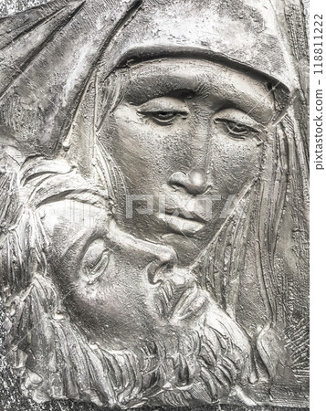 Jesus and Mary bronze bas-relief Jesus and Mary bronze bas-relief 118811222