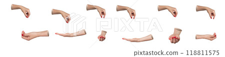 isolated hands set, one making a pinching gesture and the other showing an open palm isolated on a isolated hands set, one making a pinching gesture and the other showing an open palm isolated on a 118811575