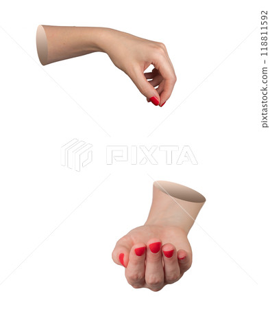 Hands giving, and palm taking, getting isolated on white background Hands giving, and palm taking, getting isolated on white background 118811592