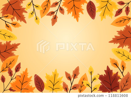 fall leaf border background vector illustration autumn frame template for banners presentations 118811608