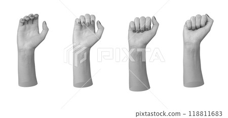 Hand with clenching fingers in fist sign, isolated on white background 118811683