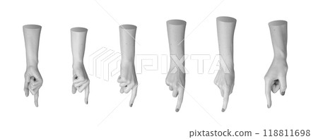 Hand indicating gesture, pointing sign with index finger, pointer, isolated on white background 118811698