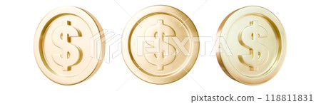 Golden coin set. Golden money. 3d rendering Golden coin set. Golden money. 3d rendering 118811831