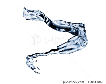 Splashing water flows in a spiral. Twisted water splash. 118811863