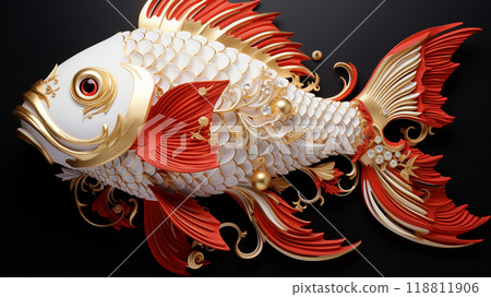 Elegant Paper Art Fish Illustration Elegant Paper Art Fish Illustration 118811906
