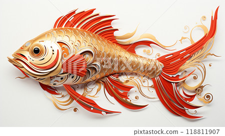 Elegant Paper Art Fish Illustration 118811907