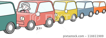 Senior female driver having trouble with traffic jam 118811989
