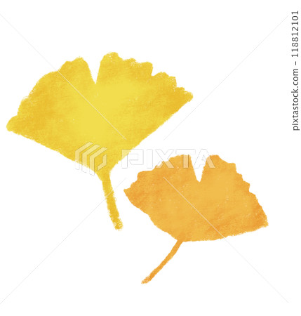 Simple multiple ginkgo leaves, crayon touch, yellow 118812101