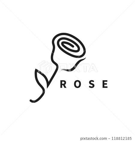 rose flower line logo icon vector concept design template 118812185