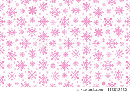 Pink glitter snowflake seamless pattern, white background Pink glitter snowflake seamless pattern, white background 118812280