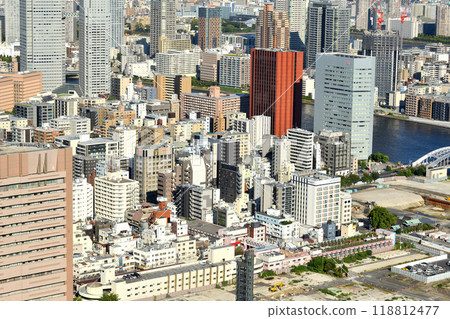 Aerial view of Tsukiji buildings 118812477